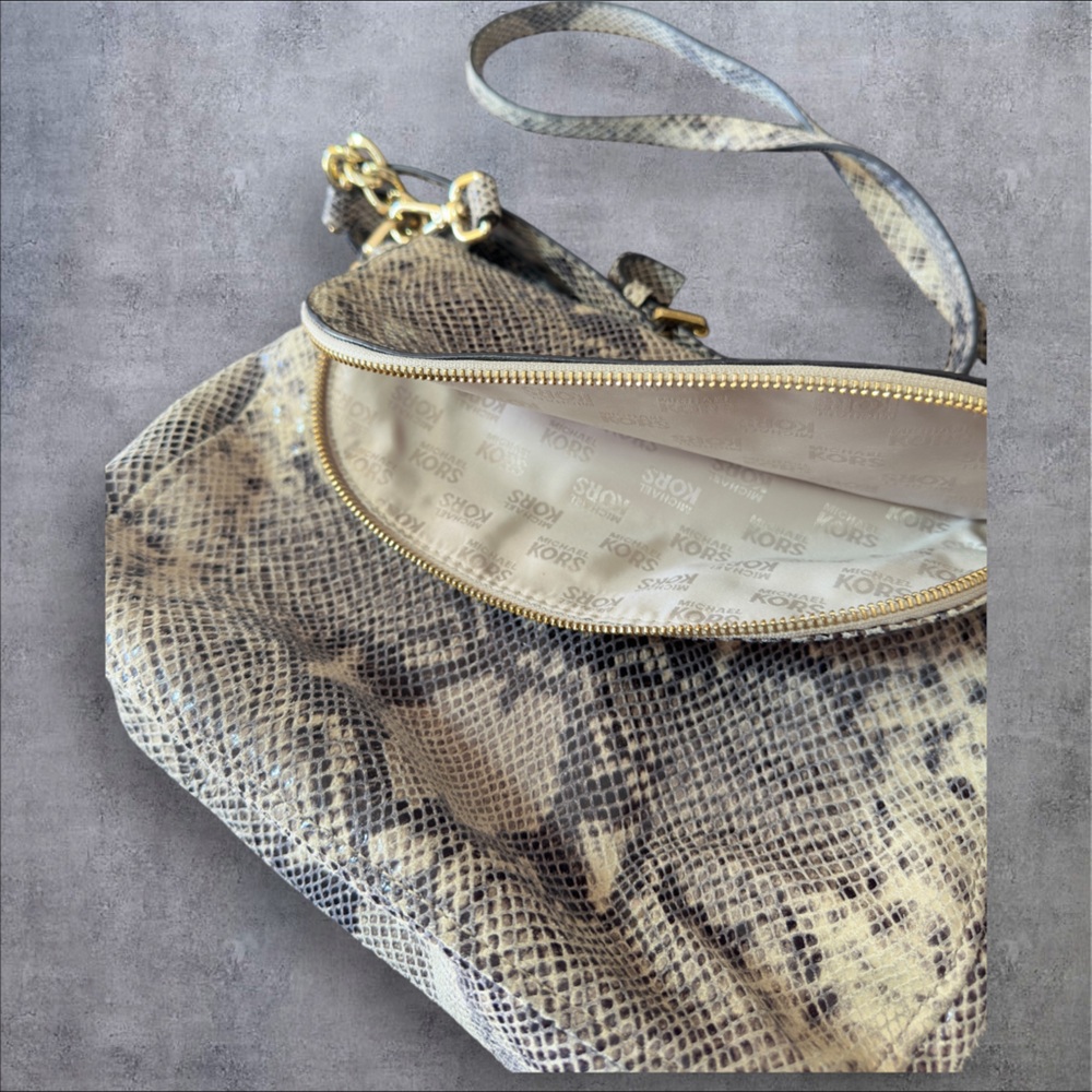 Michael Kors Grey Python Embossed Leather Shoulde… - image 6